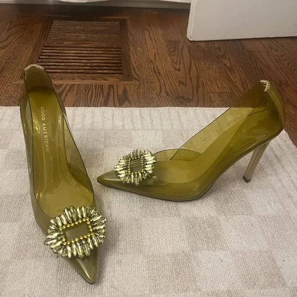 Good American Cinder F*cking Ella Olive Heels with Embellishment - Picture 2 of 10